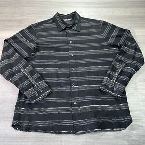 The North Face Shirt Mens Large Black Stripe Long Sleeve Button Up Casual